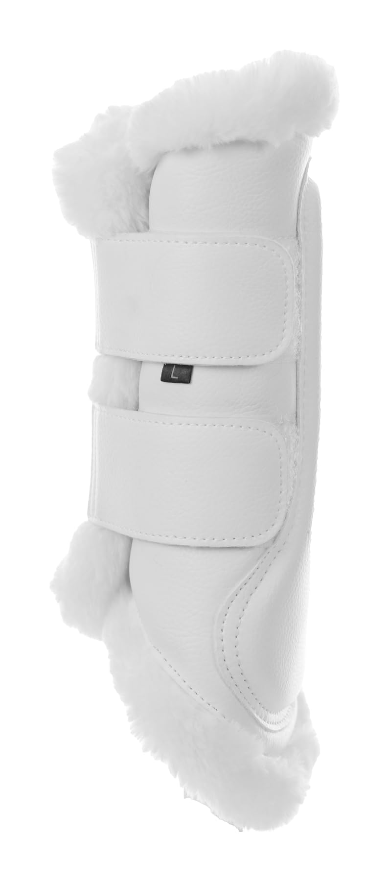 Equinavia Vali Ultra Fleece Brushing Boots | Faux Leather Outer | Luxurious Ultra Fleece Lining Splint Boots - White/White - L