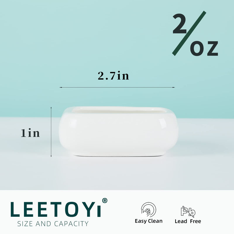 Reptile Food Bowls -Ceramic Square Reptile Water Food Dish, Pet Food Bowl for Lizards, Young Bearded Dragons, Small Snakes, Gecko Tortoise Spider (White, Small 2-Pack) White - PawsPlanet Australia