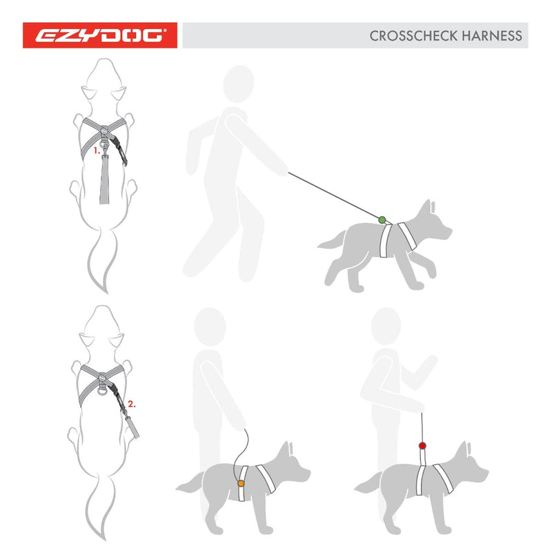 EZYDOG Crosscheck Training Harness | Anti Pull Harness, Dog Harness for Small, Medium and Large Dogs, Dog Training Accessories, Reflective, Adjustable Size (S, Black) S