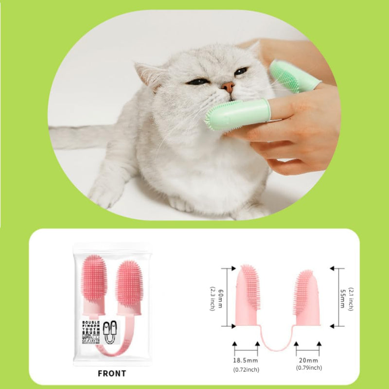 Dog Finger Toothbrush, 6 Pack Cat Toothbrushes, Two Finger Toothbrush for Pet's Dental Care Teeth Cleaning - PawsPlanet Australia