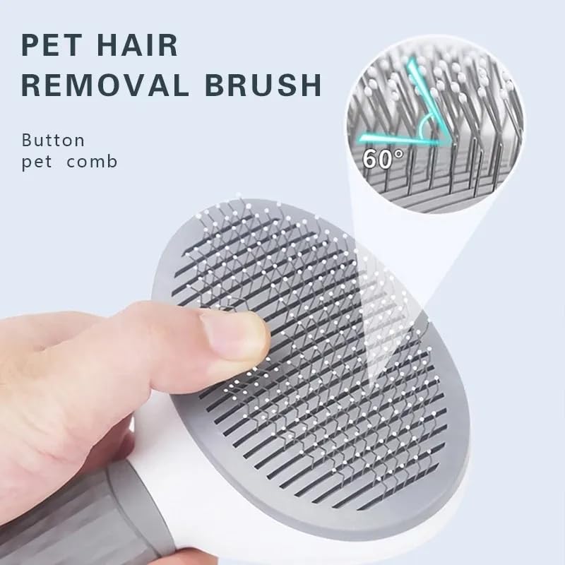 Generic Dog & Cat Brush, Pet Grooming Brush for Shedding, Self Cleaning Slicker Brush for Pets, Deshedding Brush, Rake, Comb (Grey) - PawsPlanet Australia