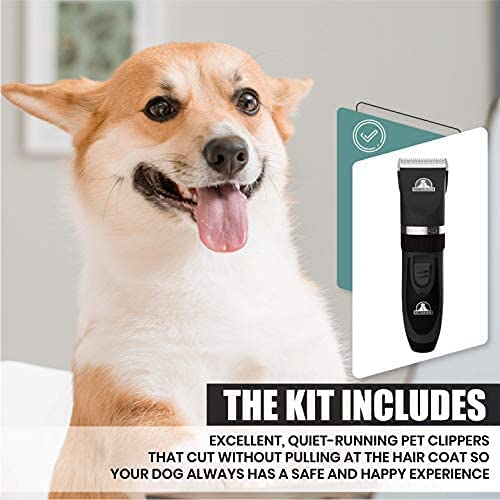 Pet Union Professional Grooming Kit - Rechargeable, Cordless Pet Grooming Clippers & Accessories, Low Noise, Suitable for Dogs, Cats and Other Pets (Grey) Grey - PawsPlanet Australia