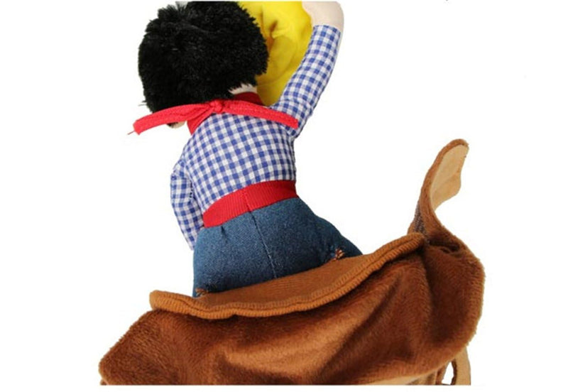 Deluxe Cowboy Rider Pet Costume - Funny Dog Halloween Outfit with Doll and Hat, Adjustable Knight Style Costume for Labs, German Shepherds, and Golden Retrievers, and More (XS) XS