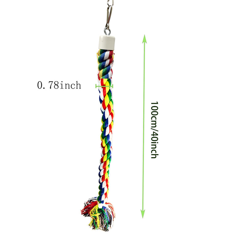 Bird Rope Perch & Birds Swing Set - Bird cage Accessories, 40‘’ Rope perches for Conures, Parrots,Cockatiel,Lovebird,Budgerigar,Parakeet perches for cage,Birds perches multicolour swing - PawsPlanet Australia