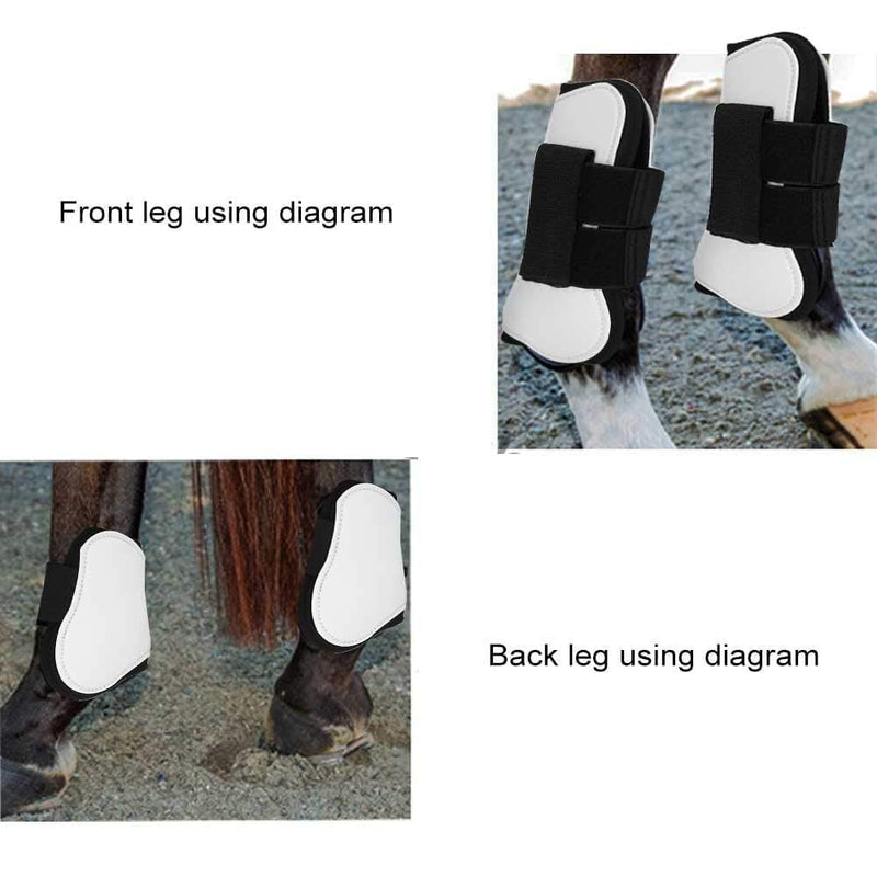 Horse Tendon Boots Open Front/Fetlock Boot for Horse, 4PCS White PU Shell Horse Front Back Leg Guard Boot Wrap Protector Riding Equipment During Jumping Obstacles