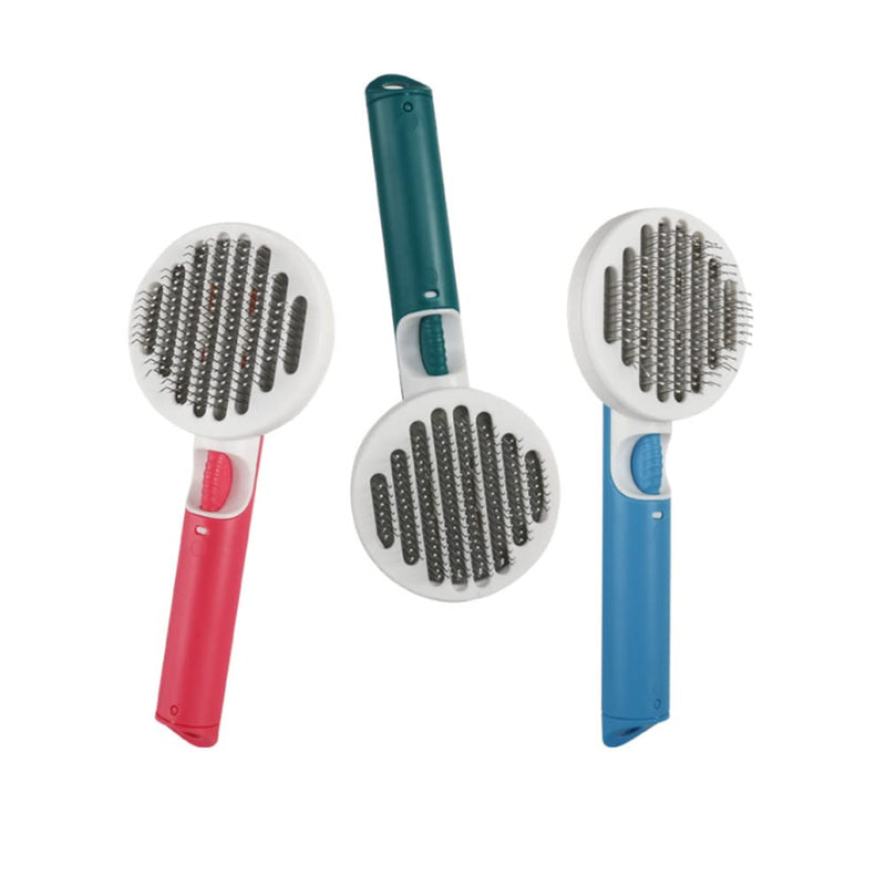 Pet Grooming Brushes Self-Cleaning Slicker Brush and Massage Brush for Dogs and Cats Long or Short Hair Removes Loose Undercoat Soft Combs Pet Supplies (Round Comb, BLUE) Round Comb, BLUE
