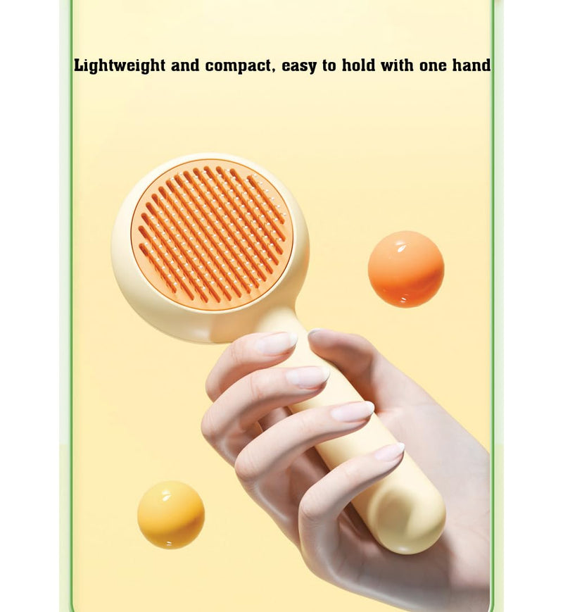 Pet Grooming Brush for Cats & Dogs –Cat Brushes for Indoor Cats, Cat Grooming Supplies –With Massage Function for Short & Long Hair, Removes Loose Fur & Undercoat – Self-Cleaning Slicker Brush (Beige) Beige - PawsPlanet Australia