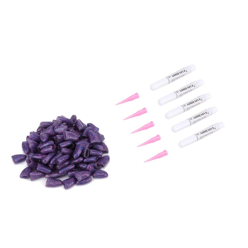 100PCS Dog Nail Caps, Pet Dog Soft Claws Nail Cover Dog Claws Glue Applicators Nail Cover for Cat Claws(L-purple) L Purple - PawsPlanet Australia