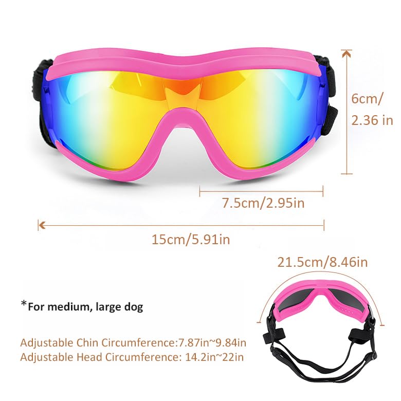 Dog Sunglasses for Large and Medium Breed, Dog Goggles for large dogs, Sun Protection, Windproof, Waterproof, Dustproof adn Anti-Fog with Adjustable Strap for Driving, Motorcycle, Surfing - PawsPlanet Australia