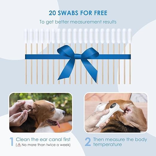 Ear Thermometer for Dogs, Cats and Livestock with Long Probe, Switching to C/F, Mute Button, 1 Second Measurement