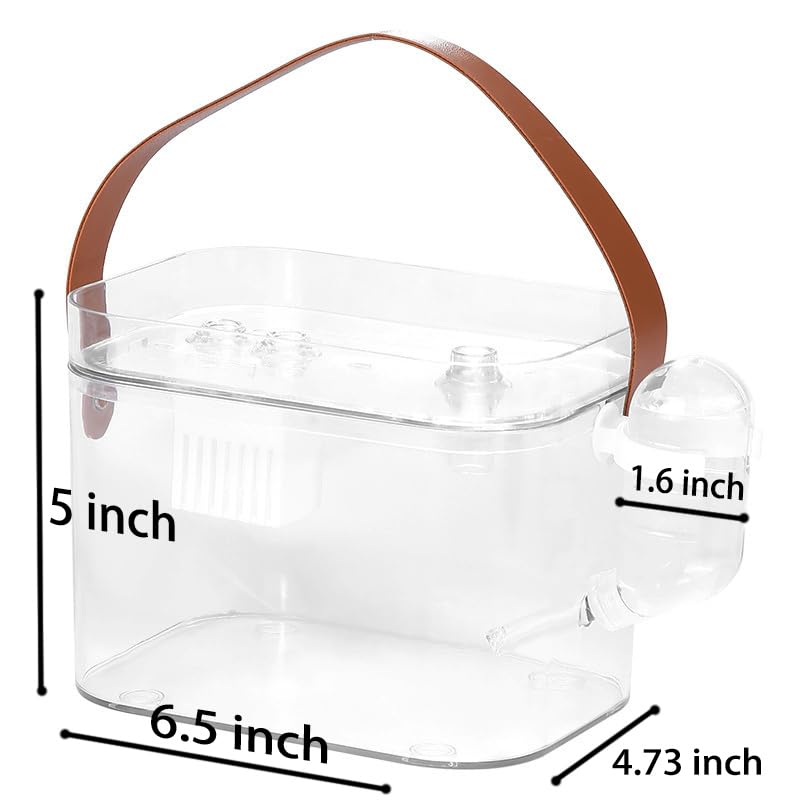 KAMEIOU Travel Small Animals Guinea Pig Cage Carrier for Hamsters Hedgehogs Ferret Guinea Pigs Portable Carrier Cage with Belt Handle Ice Storage Water Bottle 360° Transparent Breathable Box Carriers