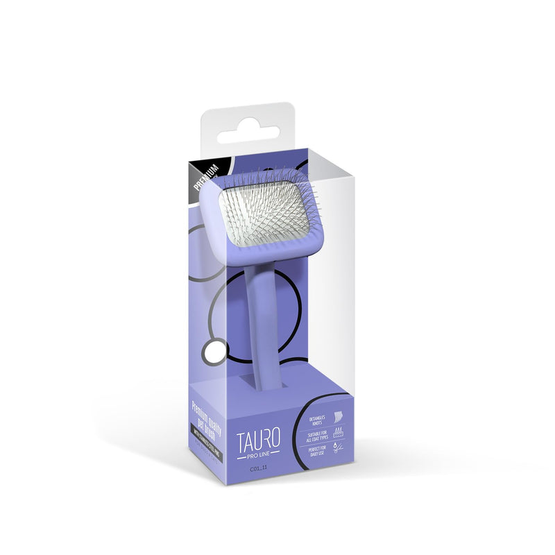 TAURO PRO LINE - Slicker Brush Rectangular S | Premium brush for dogs & cats with soft, flexible cushion ergonomic design. | Included:1x grooming brush in Purple, Dimensions: Rectangular, 2,7 x 6.2in Rectangular - S - PawsPlanet Australia
