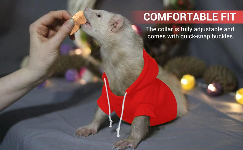 Red Ferret Sweater, Harness, and Leash Set - Ferret Clothes- Ferret Accessories - Clothes for Ferrets - Ferret Stuff - Hoodies for Ferrets - Ferret Accessories red - PawsPlanet Australia