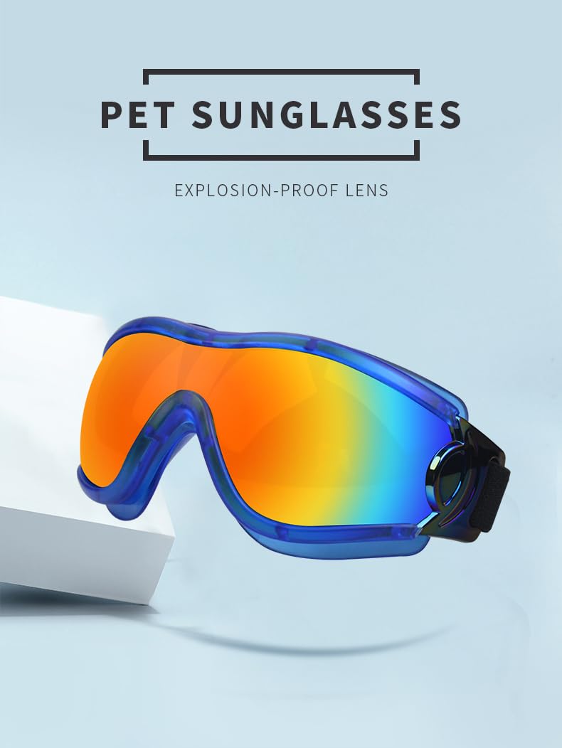 Dog Soft Cute Sunglasses,Pet Goggles,Flexible Frame,Wind Proof,Dust Proof,Eye Protection,with Adjustable Straps,Small & Medium Dogs for Outdoor Cycling,Ski,Motorcycle SP3003 (Blue/Red) Blue/Red - PawsPlanet Australia