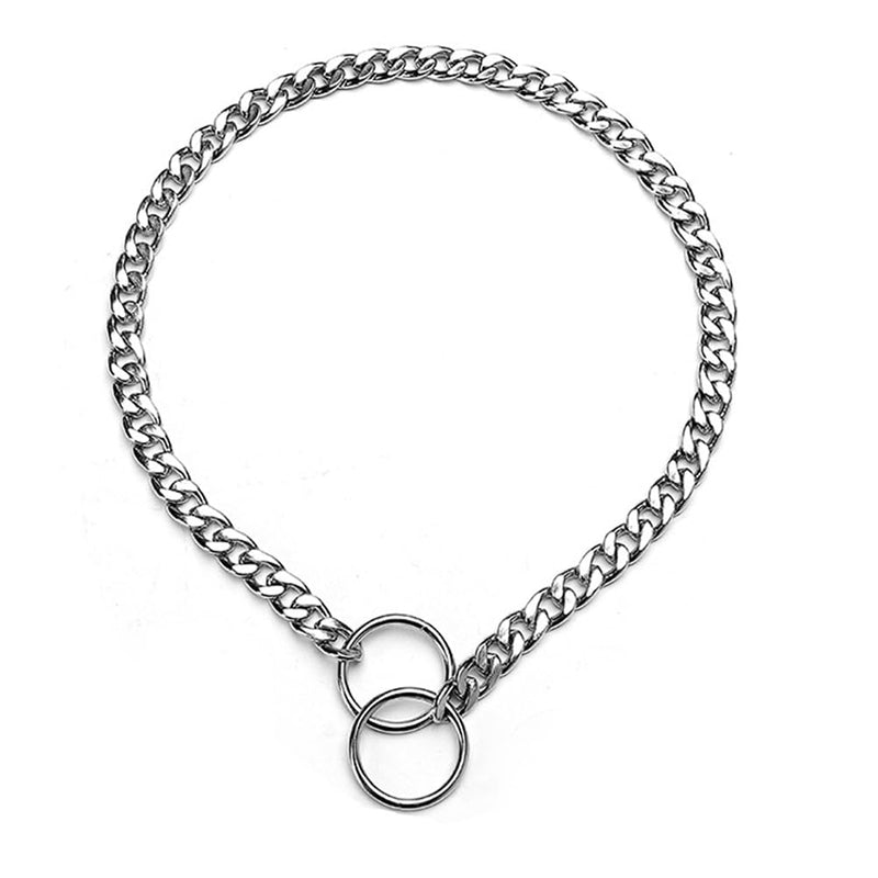 Dog Chain Collars for Large Dogs,Adjustable Flat Silver Metal Dog Collar,Heavy Duty Slip P Link Martingale Collar for Small Medium Large Big Dogs XL XL(Neck Max 22inch)D4.0mm