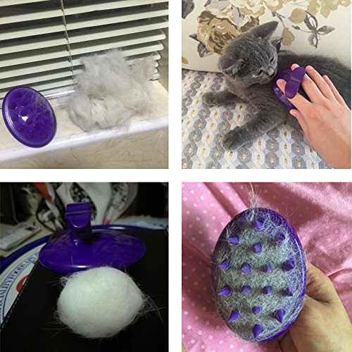 Cat Brush with Soft Rubber Pins, Washable Silicone Pet Brushes for Indoor Cats Kitty - Grooming Shedding Massage & Bath, Removes Hair Mats, Tangles, Loose Fur for Short to Long Haired Purple - PawsPlanet Australia