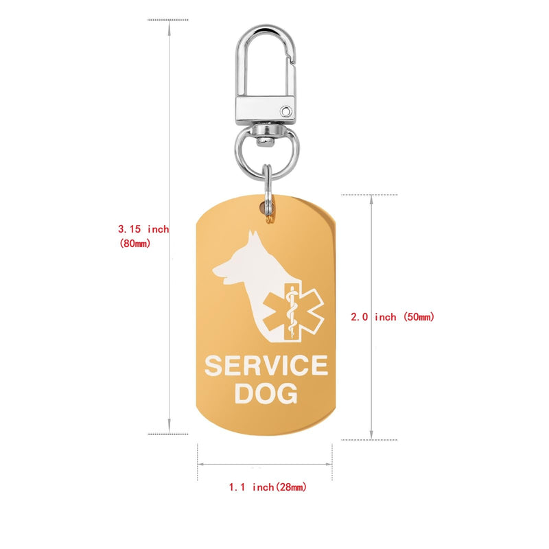 Service Dog Tag Easily Attach to Dog Collar, Harness, Vest (Gold Rectangular) Large Service Dog (Gold Tag) - PawsPlanet Australia
