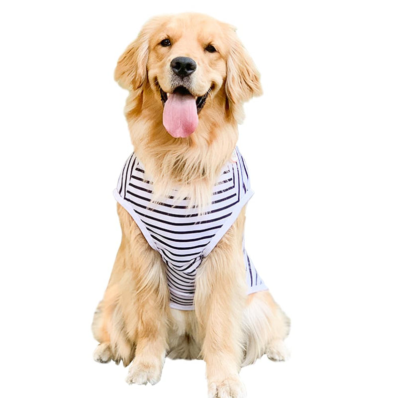 ANIAC Summer Dog Shirt for Large Dog Girl Boy Cotton Striped Dog T-Shirt White Basic Tank Top Sleeveless Doggy Vest Cooling Pet Clothes for Big Dog 66-82 LB (White, 7XL) - PawsPlanet Australia