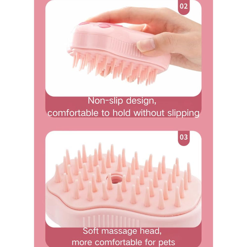 Cat Steam Brush - 3 In1 Steamy Cat Brush, Self-Cleaning Steamy Pet Brush for Massage, Multifunctional Cat Grooming Brush for Removing Tangled and Loose Hair (Pink) Pink - PawsPlanet Australia