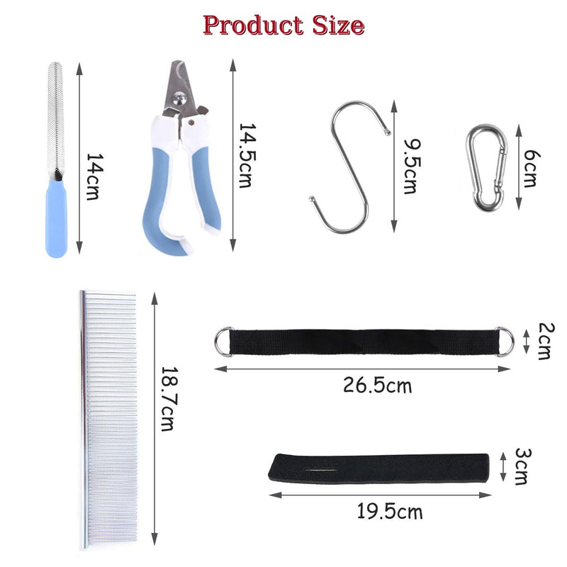 Cat & Dog Grooming Hammock, 12 In 1 Pet Grooming Hammock Harness with Comb, File & Nail Clippers, Nail Cutting Helper for Pets Nail Trimming Bathing Ears Care Washing