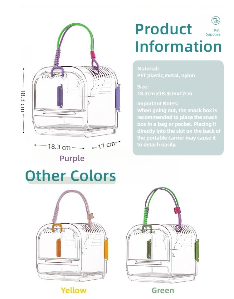 Portable Plastic Bird Cages Lightweight Waterproof Ventilated Travel Bird Cage for Pets Ideal for Outdoor Use Easy to Carry Bird Carrier Perfect for Small Birds and Budgies (Purple) Purple - PawsPlanet Australia