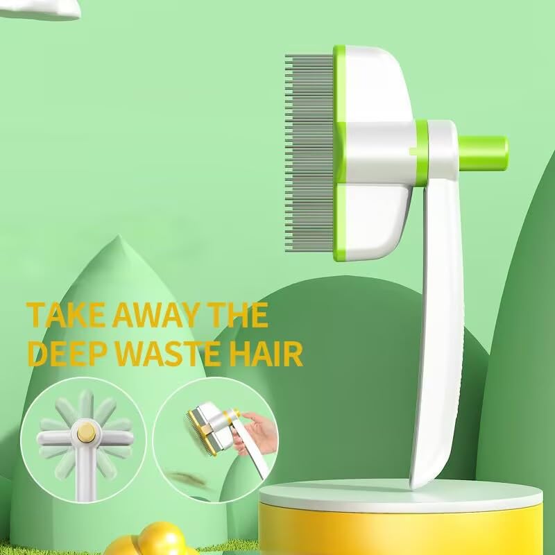 2-Pack Pet Flea Comb for Cats & Dogs - Self-Cleaning Grooming Brush with Release Button, Stainless Steel Fine Teeth - Detangles Hair, Removes Fleas & Dirt for Short/Long/Curly Coats