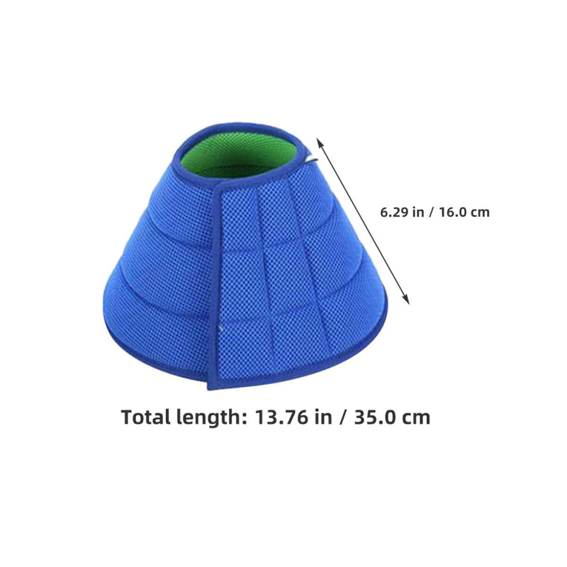 Protective neck collar for pets made of non-woven fabric. Prevents licking and biting. Easy to put on. Suitable for neck circumferences of 30-35 cm.