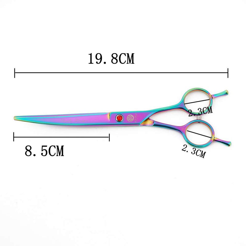 Purple Dragon 7.0 inch Rhinestone Decoration 3PCS Pet Grooming Scissors Dog Hair Cutting & Thinning Shears Set Rainbow - PawsPlanet Australia