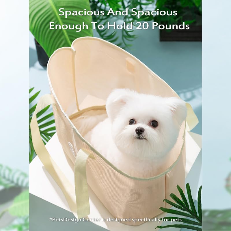 KAMEIOU Breathable Mesh Cat Small Dog Purse Carrier Tote Bag for Small Dogs Pets Outdoor Pet Purse Carriers for Puppy Cat Small Dog Tote Soft-Sided Bag for Small Dogs Rabbits Cats Carrier Outcrop Bag Yellowish - PawsPlanet Australia
