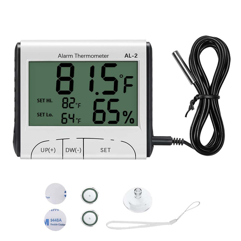 LXSZRPH Reptile Thermometer Hygrometer with High Low Temperature Alarm Digital Aquarium Thermometer with Hook and Loop Temperature Humidity Meter Gauge for Terrariums, Vivariums, Reptile Tanks (1) 1 - PawsPlanet Australia