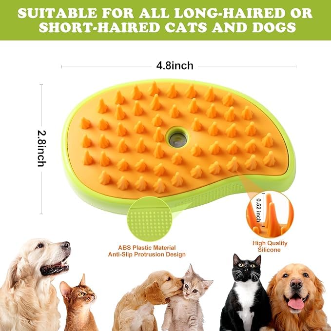 Cat Steam Brush for Shedding,3 in 1 Water Dog Brush, Pet Spa Brush for Dogs Cats,Spritz Defur Comb, Steamy Pet Brush,Pet Spray Hair Removal Comb,Cat Mist Brush,Steaming Cat Brush Steamer (Green) Green - PawsPlanet Australia