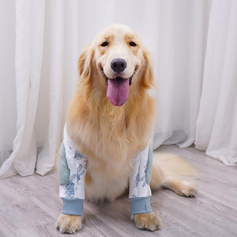 Dog Elbow Protection Pad, Cotton with Stretchy Straps, Large Dogs Joint Cover, Pet Prevent Licking Wound Elbow Protector (Blue, XXL) Blue