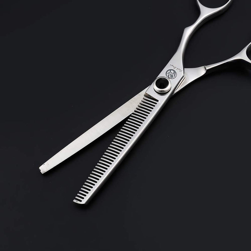 Purple Dragon Professional Pet Grooming Scissors - Dog Chunker Shears - Adult Animal Thinning/Blending Hair Trimmer for Pet Groomer or Family DIY (Silver) Silver - PawsPlanet Australia