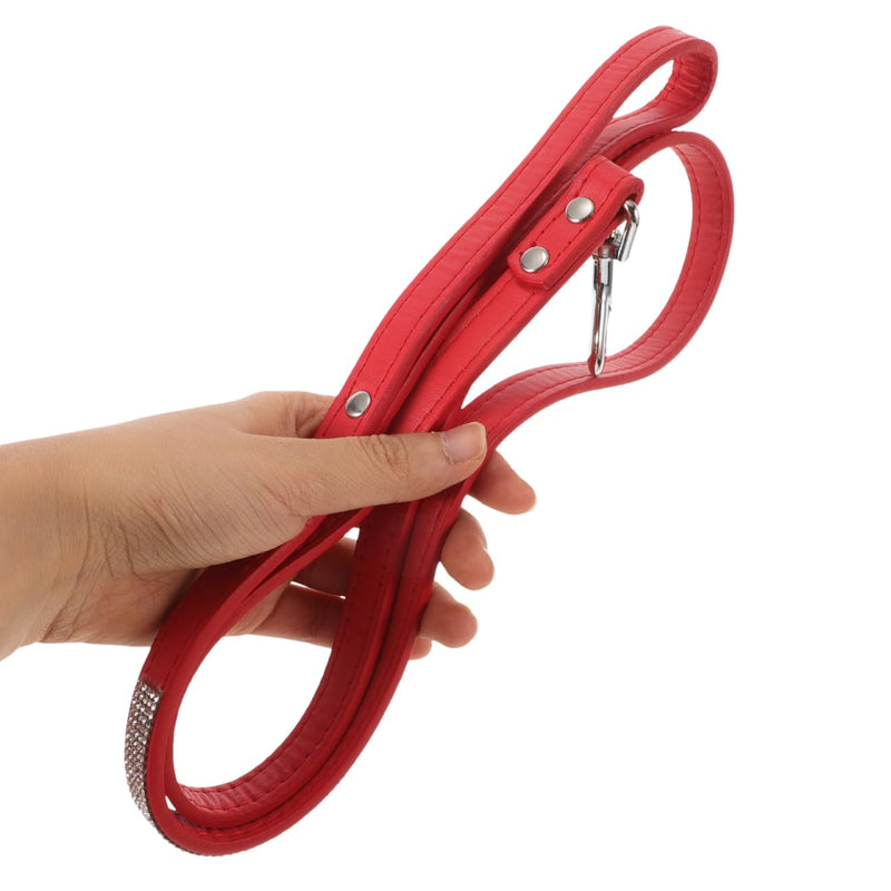 balacoo Red Rhinestone Dog Leash for Small Dogs Pu Leather Training Walking Jogging Outdoor Use Sparkly Studded Pet Leash - PawsPlanet Australia