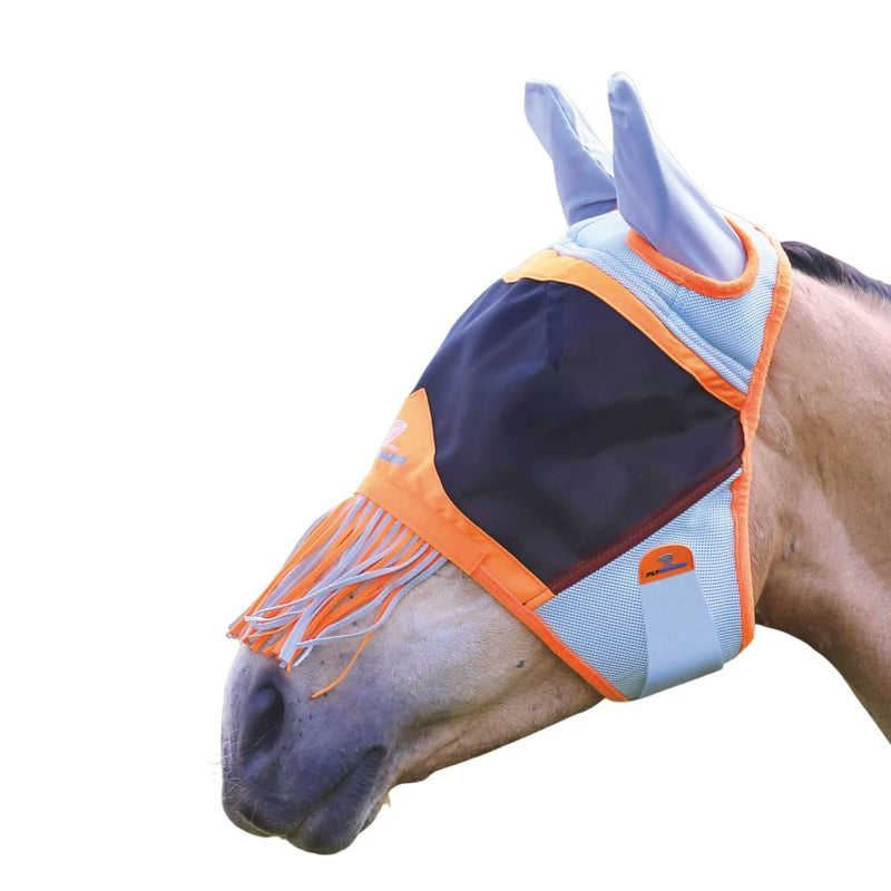 Shires Air Motion Fly Mask with Ears & Nose Fringe (Pony) Pony Orange