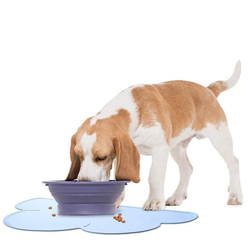 Silicone Dog Cat Bowl Mat, Waterproof Slip Resistant Silicone Pet Feeding Mat with High Lips, Cats and Dogs Food Placemat Tray, Raised Edges to Prevent Water Spills on Floors, Dishwasher Safe Blue - PawsPlanet Australia