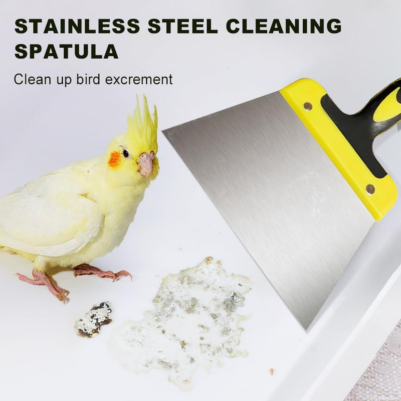 Set of 2 Bird Cage Cleaning Kit with Metal Scraper and Brush, Bird Cage Cleaner for Cleaning Kennels Perches Poop Remover Parrot Parakeet Pet Cage Accessories - PawsPlanet Australia