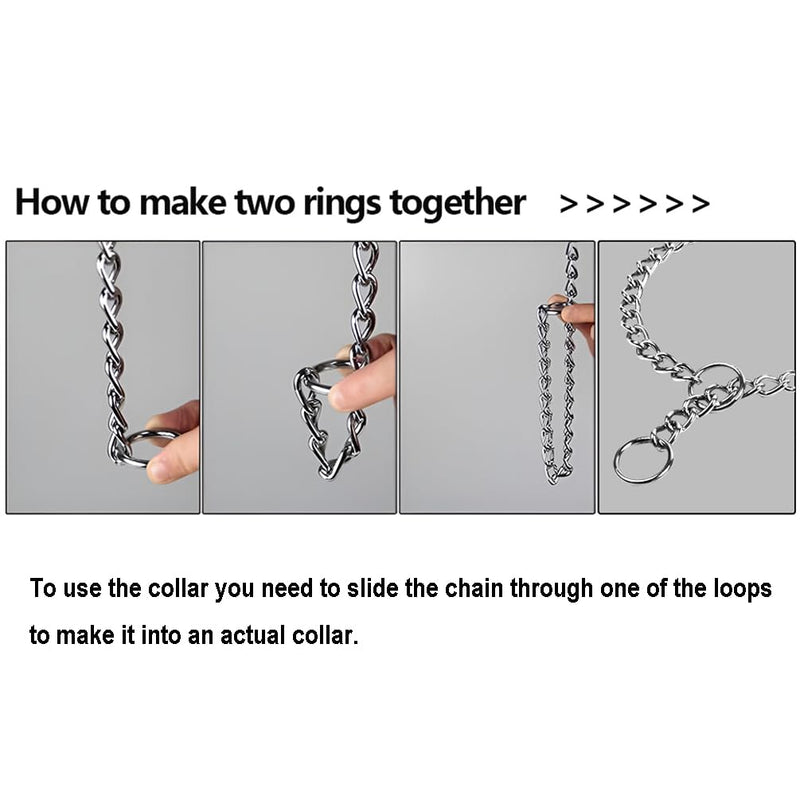 SGODA Chain Dog Training Choke Collar, 304 Stainless Steel, Total Length 24 in, 3.5 mm 23", 3.5mm - PawsPlanet Australia