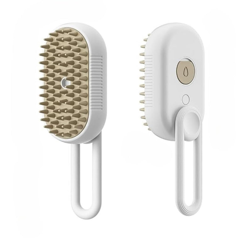 Cat Steam Brush,Rechargeable with Handle,Self-Cleaning Grooming Tool,for Cats and Dogs,3 In1 Cat Steamy Brush, Multifunctional Hair Comb for Removing Tangled and Loose Hair (white) white - PawsPlanet Australia