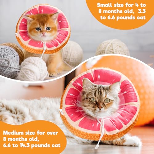 Cat Cone, Adjustable Cat Recovery Collar, Extra Soft Cat E Collar with Drawstrings, Prevent Licking and Scratching (Grapefruit, Medium) [Neck:6-12"] Medium Grapefruit - PawsPlanet Australia