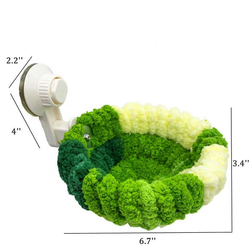 Portable Suction Cup Bird Perch Nest for Travel Car Window Glass, Warm Bird Sleeping hut Snuggle Bed for cage (Green Combo, L) Green Combo