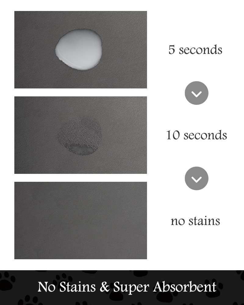 Pet Feeding Mat-Absorbent Dog Mat for Food and Water Bowl-No Stains Quick Dry Dog Water Dispenser Mat-Dog Accessories Pet Supplies-Dog Water Bowl for Messy Drinkers Dark Grey 12"x19" - PawsPlanet Australia