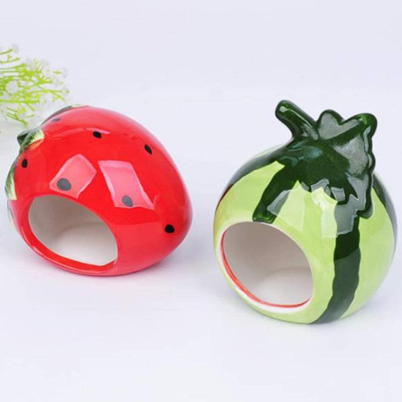 Cool Hamster House Hideout Ceramics Strawberry Shape Bed Cute Small Animal Pet Squirrel Hedgehog Chinchilla Nest Hamster Cage Accessories