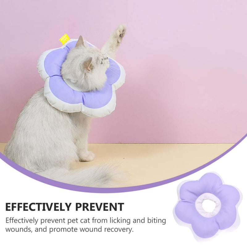 Protective collar for cats made of PP cotton, violet. Prevents licking and biting. Promotes wound healing. Simple design. 1 piece. As a cat accessory for the healing phase.