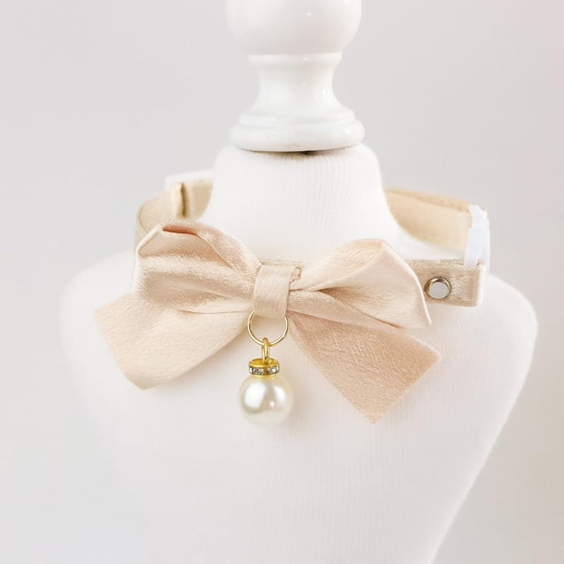 ETOPARS Bow Necklace Tie Collar for Cats, Cat Collar with Bow for Female Cats Pink Bows & Accessories Breakaway Safety Cat Bowtie Collar S White