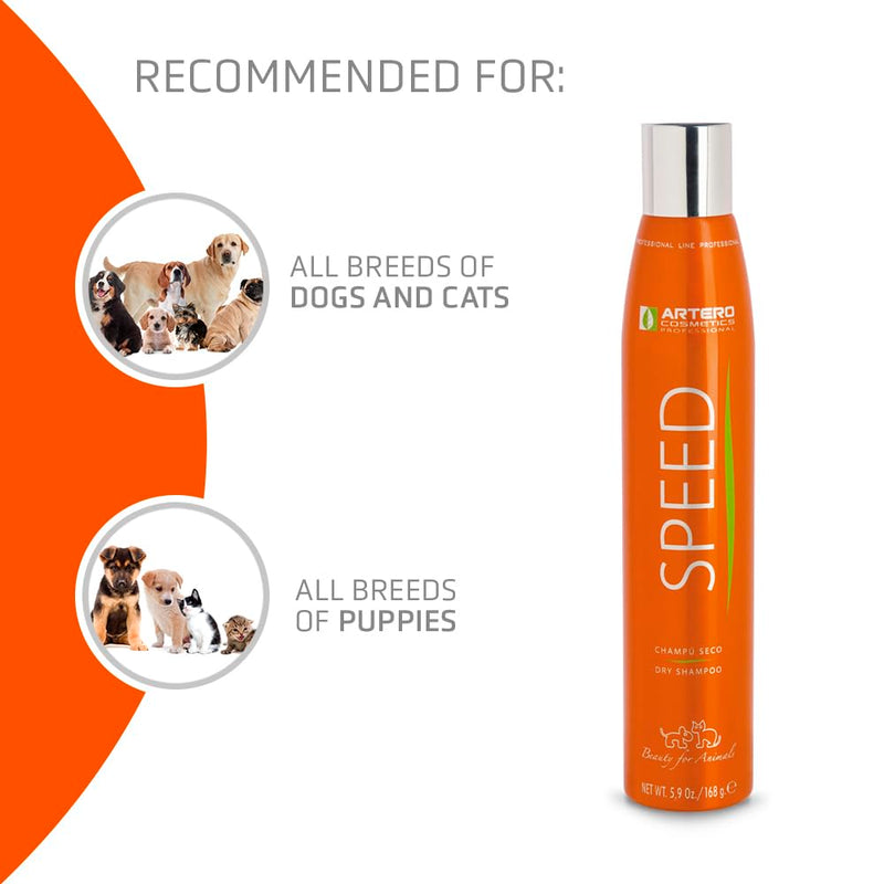 Artero Speed. Fabulous and effective shampoo for dogs and cats in spray without the need of water or rinsing.