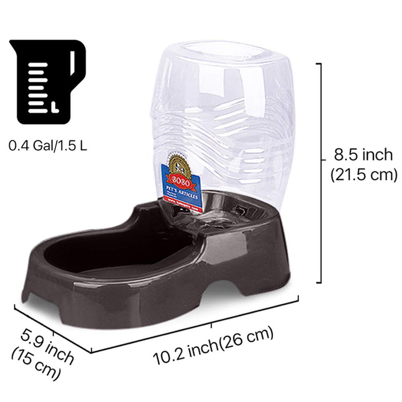 Flexzion Pet Water Dispenser Station, Beige Auto Replenish Gravity Waterer Drinking Fountain Bottle Bowl Dish Portable Stand for Small Dog Cat Animal 3/8 Gallon (1.5 liter) Black - PawsPlanet Australia