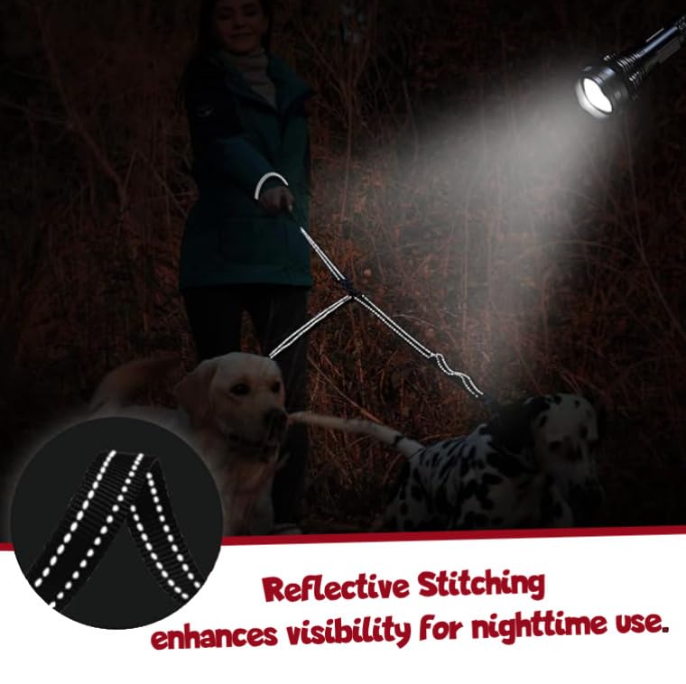 Double Dog Leash Dog Walking Essentials No Tangle Dog Walking Leash for Two Dogs Shock Absorbing Bungees Ideal for Camping Road Trips Beach Essentials & Training for Small Medium & Large Dogs 5-130lbs - PawsPlanet Australia