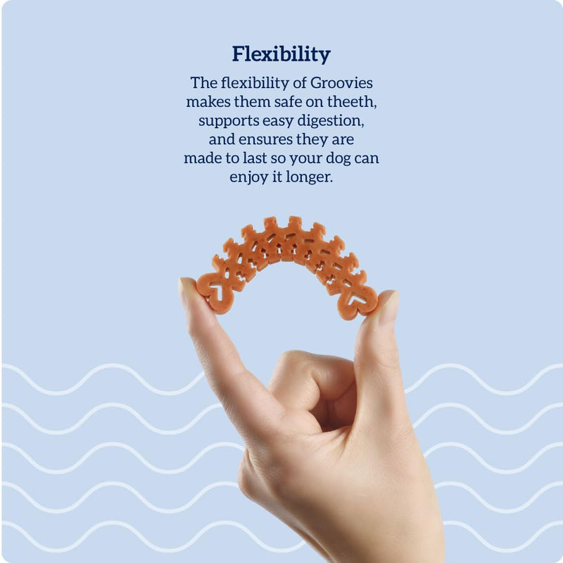Groovies Flexible Dog Dental Chews with Patented DentalFit Technology to Help Support Tartar Control & Fresh Breath, Large Dog Chews for 25-50 lb Dogs, USA Manufactured Oral Care, 27 Chews Large(25-50 lbs) 27 Ounce