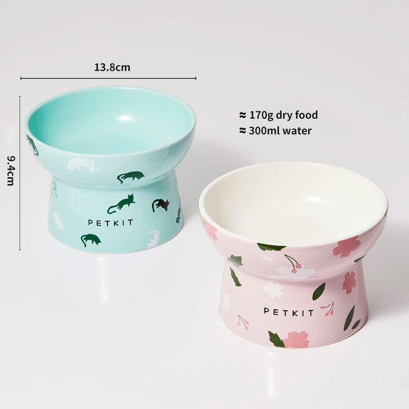 PETKIT Raised Cat Bowl, Ceramic Cat Food Bowl Non-slip, Stress Free, Anti Vomiting, Backflow Prevention Cat Water Bowl, Dishwasher and Microwave Safe, Pink - PawsPlanet Australia